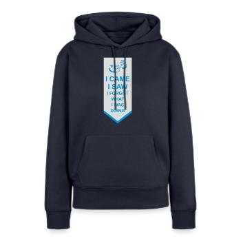 Je suis venu voir oublier - Sweat à capuche Premium bio Femme - bleu marine - Devant - Julia (174cm)
