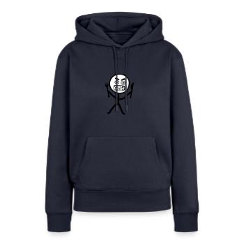 Hungriges Emoji Strichmännchen - Frauen Premium Bio Hoodie - Navy - Vorne - Julia (174cm)