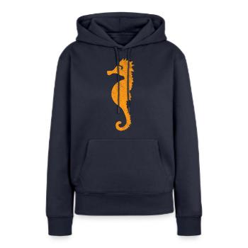 Hippocampe | Hippocampe - Sweat à capuche Premium bio Femme - bleu marine - Devant - Julia (174cm)