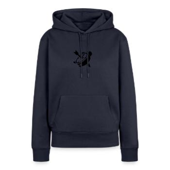 Un réveil avec une flèche - Sweat à capuche Premium bio Femme - bleu marine - Devant - Julia (174cm)