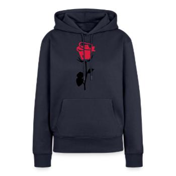 rose fleur - Sweat à capuche Premium bio Femme - bleu marine - Devant - Julia (174cm)