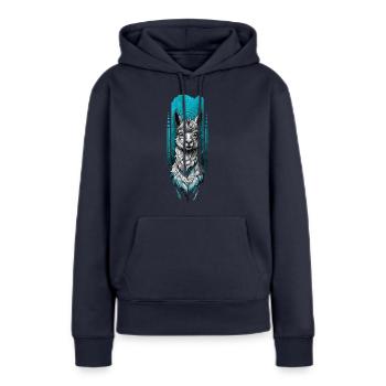 Adorable Lama - Sweat à capuche Premium bio Femme - bleu marine - Devant - Julia (174cm)