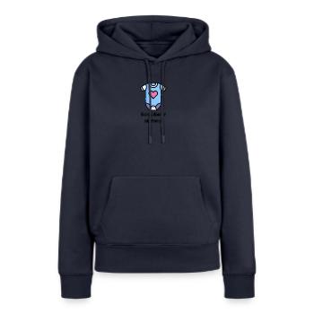 Baby unterwegs - Frauen Premium Bio Hoodie - Navy - Vorne - Julia (174cm)