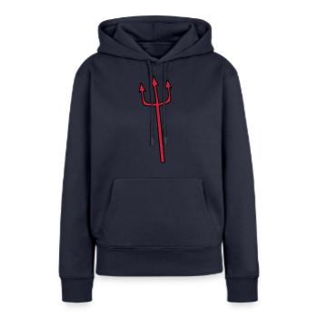 Teufel Dreizack Waffe Stechen - Frauen Premium Bio Hoodie - Navy - Vorne - Julia (174cm)