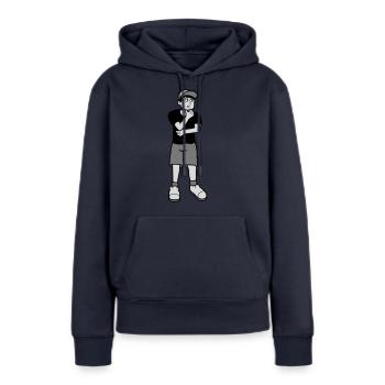 Junge überlegt Pose - Frauen Premium Bio Hoodie - Navy - Vorne - Julia (174cm)