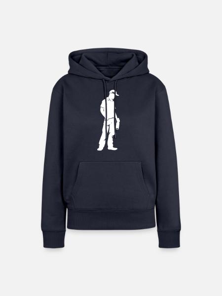 Drinking Mann Flasche - Frauen Premium Bio Hoodie - Navy
