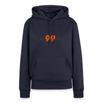 99 - Sweat à capuche Premium bio Femme - bleu marine - Devant - Julia (174cm)