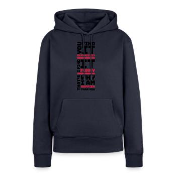 You find it offensive - Frauen Premium Bio Hoodie - Navy - Vorne - Julia (174cm)