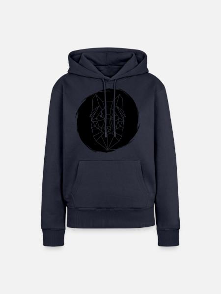 Wolf Grunge - Frauen Premium Bio Hoodie - Navy