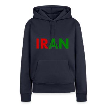 Iran - Sweat à capuche Premium bio Femme - bleu marine - Devant - Julia (174cm)