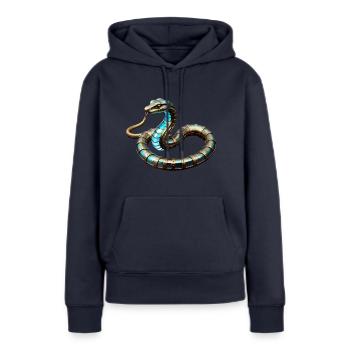 Steampunk snake in metallic iridescent colors - Women’s Premium Organic Hoodie - navy - Front - Julia (174cm)