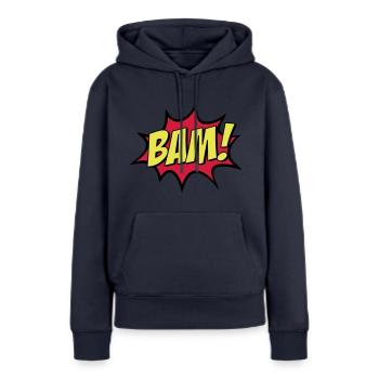BAM ! - Sweat à capuche Premium bio Femme - bleu marine - Devant - Julia (174cm)