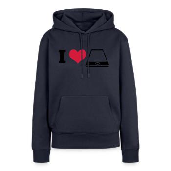 I love Smartphone - Sweat à capuche Premium bio Femme - bleu marine - Devant - Julia (174cm)