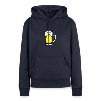 Bier mit Schaum, Bierkrug - Frauen Premium Bio Hoodie - Navy - Vorne - Julia (174cm)