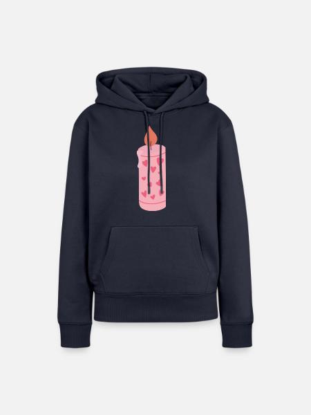 Kerze mit Herzen - Frauen Premium Bio Hoodie - Navy