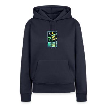 Frissons d’hiver - Sweat à capuche Premium bio Femme - bleu marine - Devant - Julia (174cm)