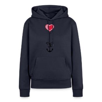 anker herz matrose kapitaen seemann schiff boot me - Frauen Premium Bio Hoodie - Navy - Vorne - Julia (174cm)