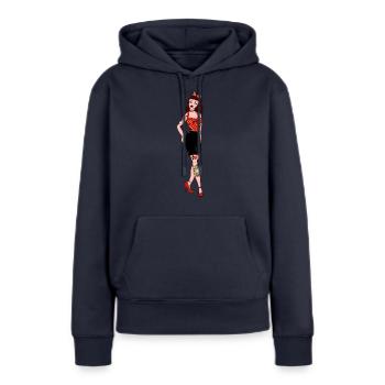 Pin-up Rockabilly - Sweat à capuche Premium bio Femme - bleu marine - Devant - Julia (174cm)
