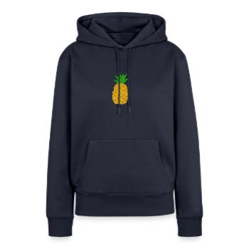 Ananas - Sweat à capuche Premium bio Femme - bleu marine - Devant - Julia (174cm)