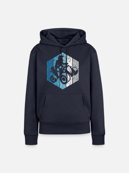 Quadfahrer Quad Fahren ATV Offroad Retro Motocross - Frauen Premium Bio Hoodie - Navy