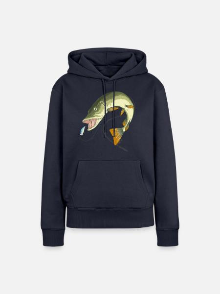 Hecht Wobbler Angel angeln - Frauen Premium Bio Hoodie - Navy