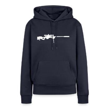 Fusil Sniper - Militaire - Armes - Sweat à capuche Premium bio Femme - bleu marine - Devant - Julia (174cm)