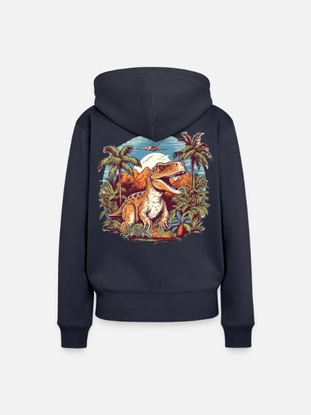 Dinosaurier in Urzeitlandschaft - Frauen Premium Bio Hoodie - Navy