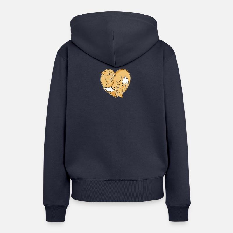 deux renards endormis - Sweat à capuche Premium bio Femme - bleu marine