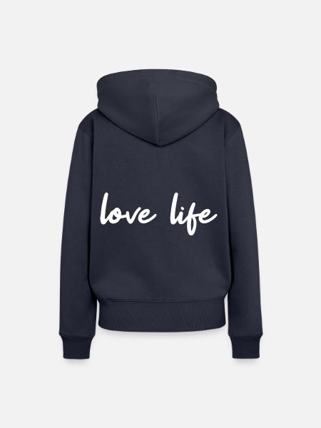 love life white - Frauen Premium Bio Hoodie - Navy