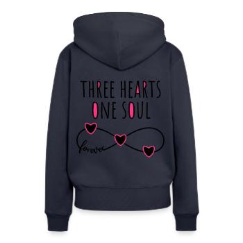 3 Herzen Seele Infinity forever für drei Freunde - Frauen Premium Bio Hoodie - Navy - Hinten - Julia (174cm)