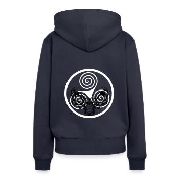 Triskele Symbol Wikinger Ziegenkopf Odin Thor - Frauen Premium Bio Hoodie - Navy - Hinten - Julia (174cm)