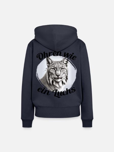 Ohren wie ein Luchs - Frauen Premium Bio Hoodie - Navy