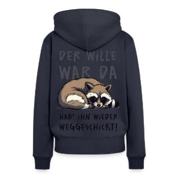 Der Wille War Da - dunkel - Frauen Premium Bio Hoodie - Navy - Hinten - Julia (174cm)
