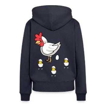 Volaille Volaille Poule Oeufs Pâques Enfants - Sweat à capuche Premium bio Femme - bleu marine - Dos - Julia (174cm)