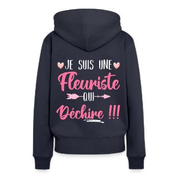 Je suis une fleuriste qui déchire humour cadeau - Sweat à capuche Premium bio Femme - bleu marine - Dos - Julia (174cm)
