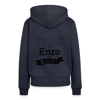 Meilleur Enzo du monde tee-shirt cadeaux prénom - Sweat à capuche Premium bio Femme - bleu marine - Dos - Julia (174cm)