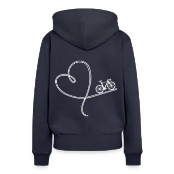 Bycycle Rad Rennrad racing bike love heart fixie - Frauen Premium Bio Hoodie - Navy - Hinten - Julia (174cm)