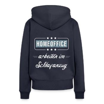 Homeoffice arbeiten im Schlafanzug - Frauen Premium Bio Hoodie - Navy - Hinten - Julia (174cm)