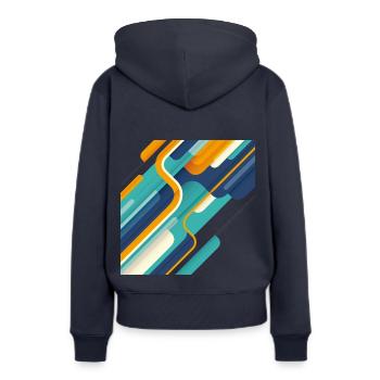 Abstrakt 01.001 - Frauen Premium Bio Hoodie - Navy - Hinten - Julia (174cm)