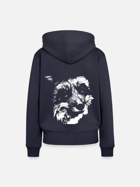 Fuchs schwarz und weiß - Frauen Premium Bio Hoodie - Navy