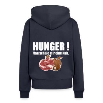 Fleischfresser - Frauen Premium Bio Hoodie - Navy - Hinten - Julia (174cm)