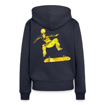 skater skateboard kickflip Boarder valentinstag - Frauen Premium Bio Hoodie - Navy - Hinten - Julia (174cm)