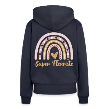 Super fleuriste cadeau pour femme fleuriste - Sweat à capuche Premium bio Femme - bleu marine - Dos - Julia (174cm)