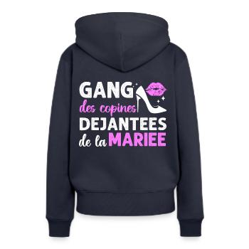 Gang des copines de la mariée humour EVJF cadeau. - Sweat à capuche Premium bio Femme - bleu marine - Dos - Julia (174cm)