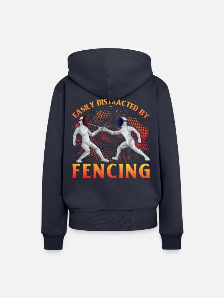 Easily Distracted by Fencing - Frauen Premium Bio Hoodie - Navy