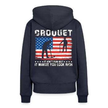 Croquet it isn't fun but it makes you look rich - Frauen Premium Bio Hoodie - Navy - Hinten - Julia (174cm)