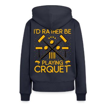 I'd rather be playing Croquet - Frauen Premium Bio Hoodie - Navy - Hinten - Julia (174cm)