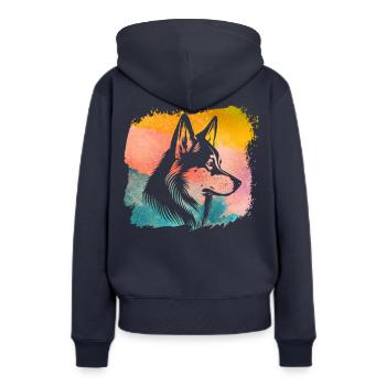 Husky - Frauen Premium Bio Hoodie - Navy - Hinten - Julia (174cm)