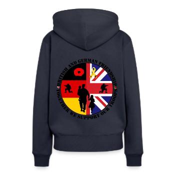 german_british_friedship - Frauen Premium Bio Hoodie - Navy - Hinten - Julia (174cm)