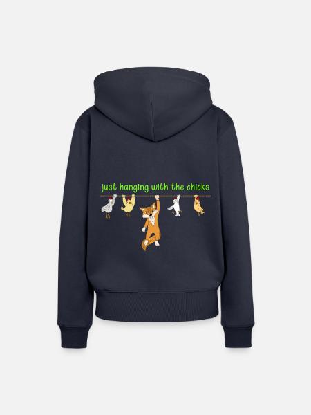 Fuchs Huhn Witzig Geschenk Shirt - Frauen Premium Bio Hoodie - Navy